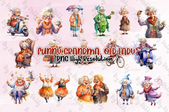 Download Funny Grandma Old Lady Clipart PNG - Grandma Collection