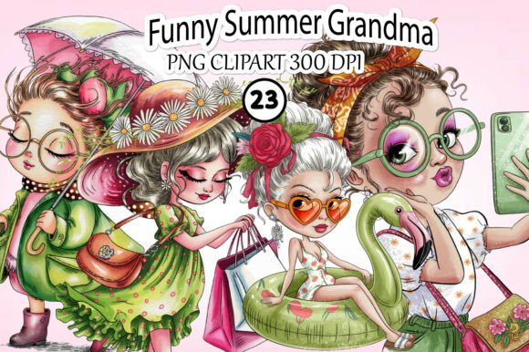 Download Whimsical Funny Summer Grandma Clipart - Grandma Collection