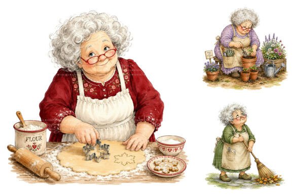 Download Watercolor Grandma Clipart Bundle - Grandma Collection