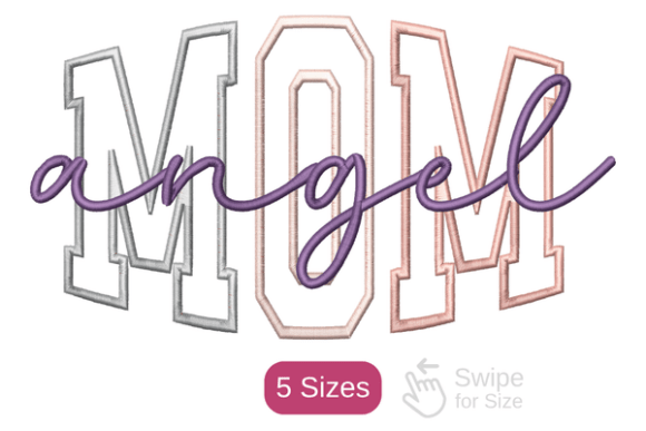 Download Angel Mom Embroidery Design 5 Sizes - Mom embroidery design Collection