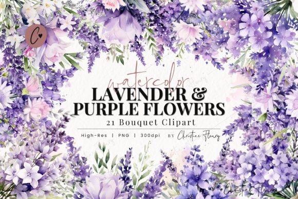 Download Watercolor Lavender &amp; Purple Flowers PNG - Purple flowers Collection