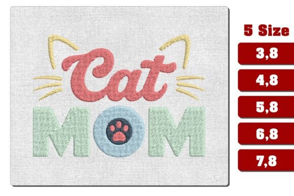 Download Retro Cat Mom Embroidery Design File - Premium Resources