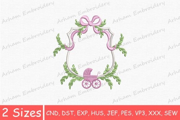 Download Baby Stroller Monogram Floral Bow Frame - Bow frame Collection