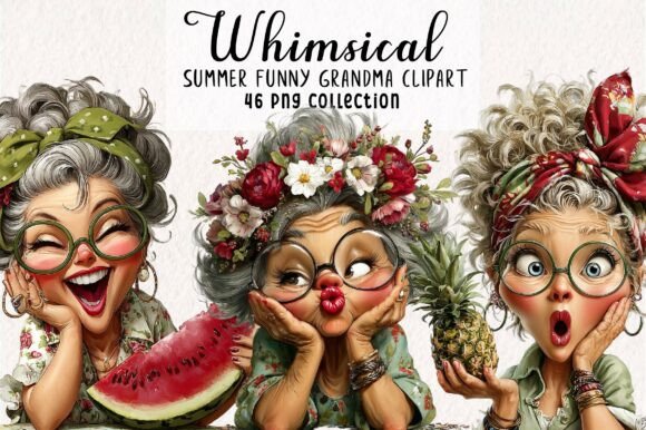 Download Whimsical Summer Funny Grandma Clipart - Grandma Collection