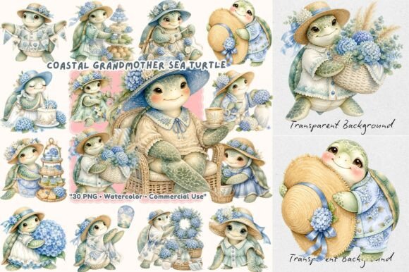 Download Coastal Grandmother Sea Turtle Watercolo - Grandmother Collection