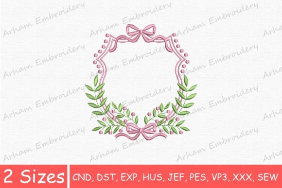 Download Pink Bow Frame with Leaves Monogram - Bow frame Collection