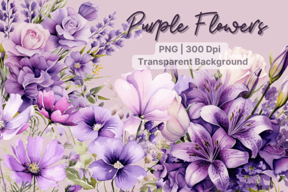 Download Purple Flowers Watercolor Flower Clipart - Purple flowers Collection