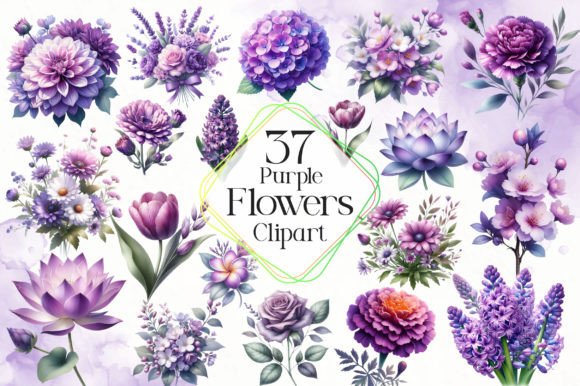 Download Purple Flowers Watercolor Clipart - Premium Resources