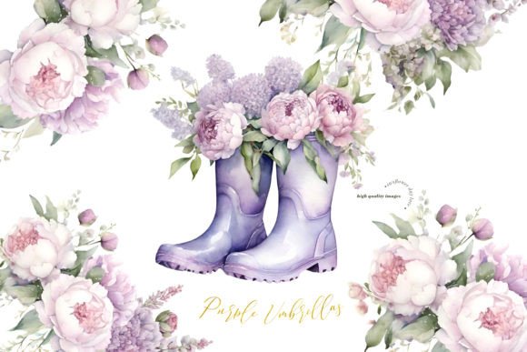 Download Purple Flowers Rain Boots Clipart - Purple flowers Collection