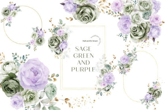 Download Sage Green &amp; Purple Flowers Clipart - Purple flowers Collection