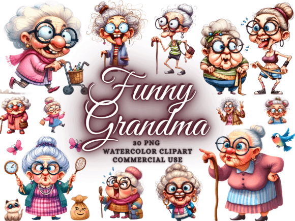 Download Funny Grandma Sublimation Clipart PNG - Grandma Collection