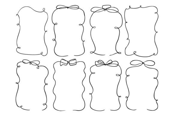 Download Cute Hand Drawn Ribbon Bow Frame Label - Bow frame Collection